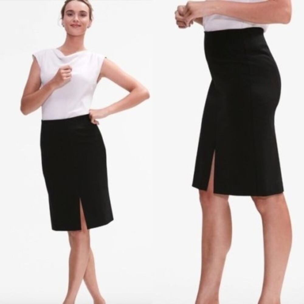 NWT MM Lafleur Women's The Greenpoint Skirt Black Front Slit High Rise Pencil 8